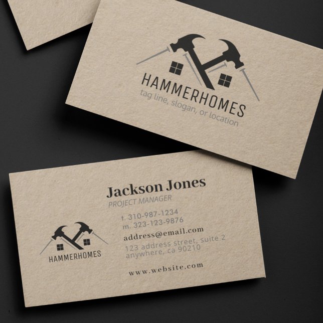 Black Grey Home Repair Tools Kraft Business Cards (Creator Uploaded)