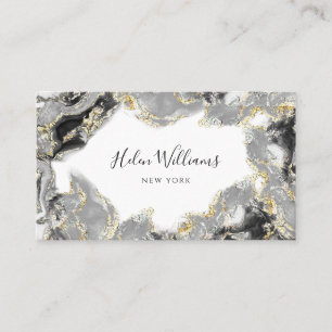 black grey ink marble business card