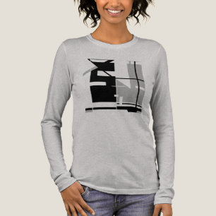 Black Grey Jagged Geometric Abstract Art MCM Look Tri-Blend Shirt