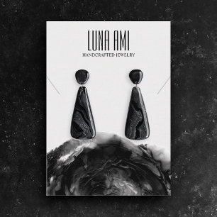 Black Grey Jewellery Necklace Earring Display Business Card