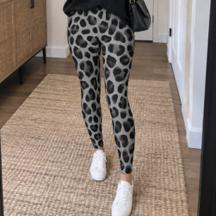 Black Grey Leopard Print Leggings