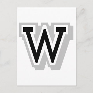 black grey letter W Postcard