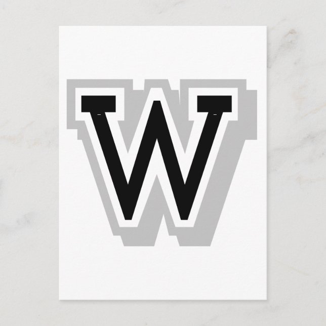 black grey letter W Postcard (Front)
