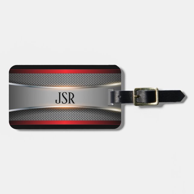 Black Grey Metallic Look Luggage Tag (Front Horizontal)