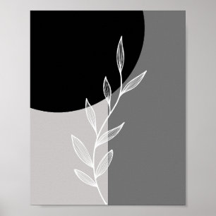 Black Grey Minimalist Botanical Poster