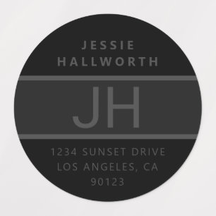 Black & Grey Modern Bold Monogram Waterproof