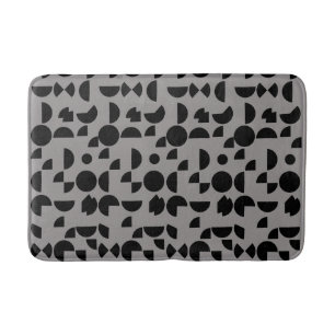 Black Grey Modern Elegant Geometric Tribal Bath Mat