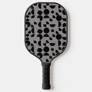 Black Grey Modern Elegant Geometric Tribal Pickleball Paddle