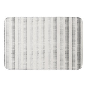 Black Grey Modern Minimalist Stripe Boho  Bath Mat