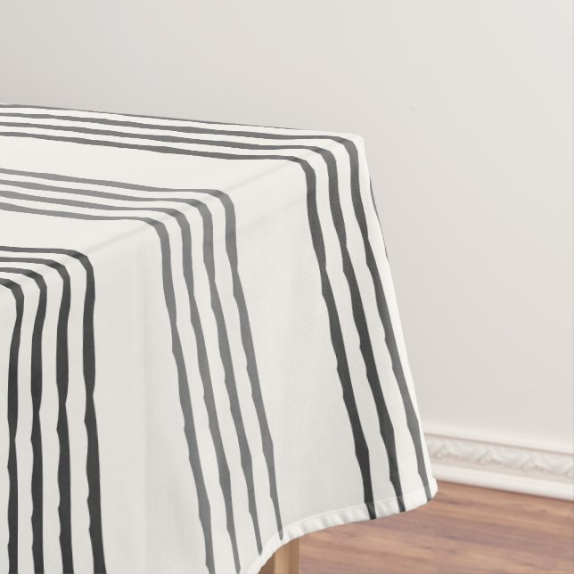 Black Grey Modern Minimalist Stripe Boho  Tablecloth (In Situ)