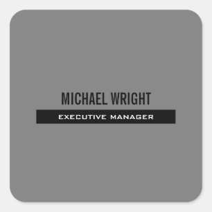 Black Grey Modern Plain Simple Minimalist Square Sticker