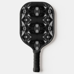 Black Grey Modern Silver Pattern Pickleball Paddle