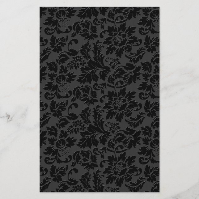 Black & Grey Monochromatic Vintage Floral Damasks (Front)