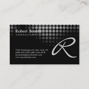 Black Grey Monogram Consultant Business Card