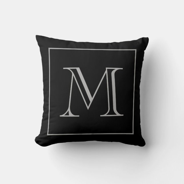 Black Grey Monogram Cushion (Front)