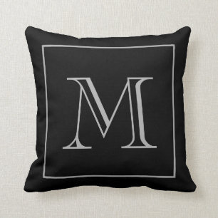 Black Grey Monogram Cushion