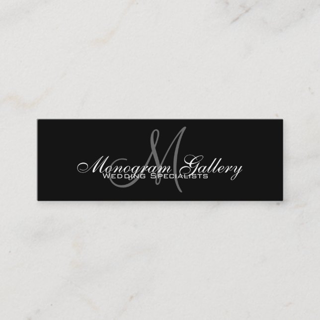 Black Grey Monogram Customisable Business Card (Front)