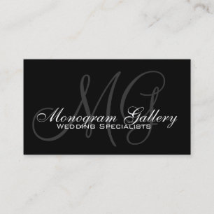 Black Grey Monogram Customisable Business Card