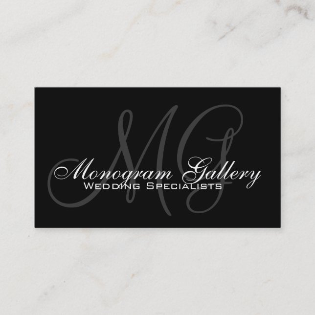 Black Grey Monogram Customisable Business Card (Front)