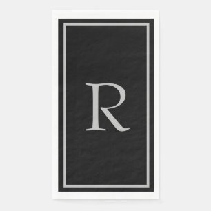 Black Grey Monogram Initials Custom Name Colour Napkin