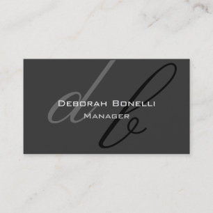 Black Grey Monogram Manager Business Card