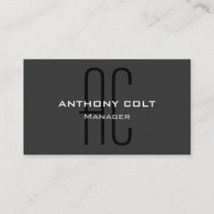 Black Grey Monogram Manager Business Card
