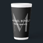 Black Grey Monogram Modern Minimalist Template Latte Mug<br><div class="desc">Check out our modern minimalist templates to help you design your perfect professional product.</div>