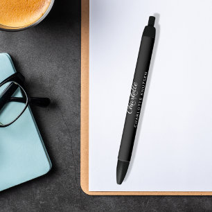 Black grey monogram name script ink pen