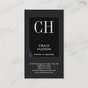 Black Grey Monogram Professional Business Card