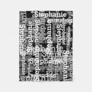 Black/Grey Name Collage Personalised Fleece Blanket