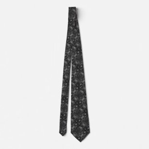 Black Grey Neck Tie Floral Art - Your Colours