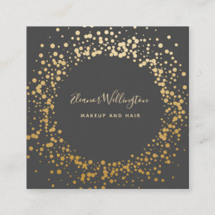 Black Grey Ombre Gold Confetti Dots Creative Square Business Card