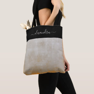Black Grey Orange rustic elegant personalised Tote Bag