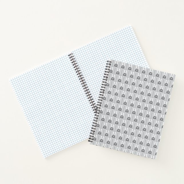 Black Grey Ornamental Feather Pattern Notebook (Inside)