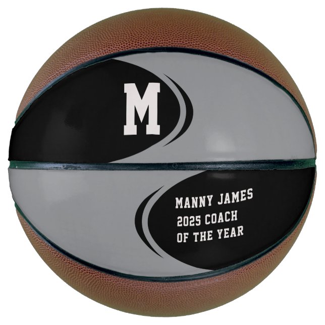 Black Grey Personalised Basketball (Front)