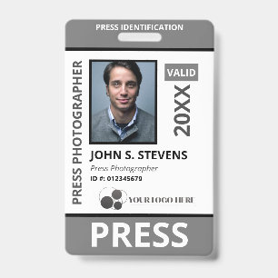 Black Grey Photo & Logo Press ID Badge
