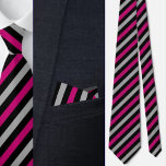 Black Grey Pink Stripes Abstract Pattern     Tie<br><div class="desc">Black Grey Pink Stripes Abstract Pattern neck tie.</div>