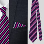 Black Grey Pink Stripes Abstract Pattern     Tie<br><div class="desc">Black Grey Pink Stripes Abstract Pattern neck tie.</div>