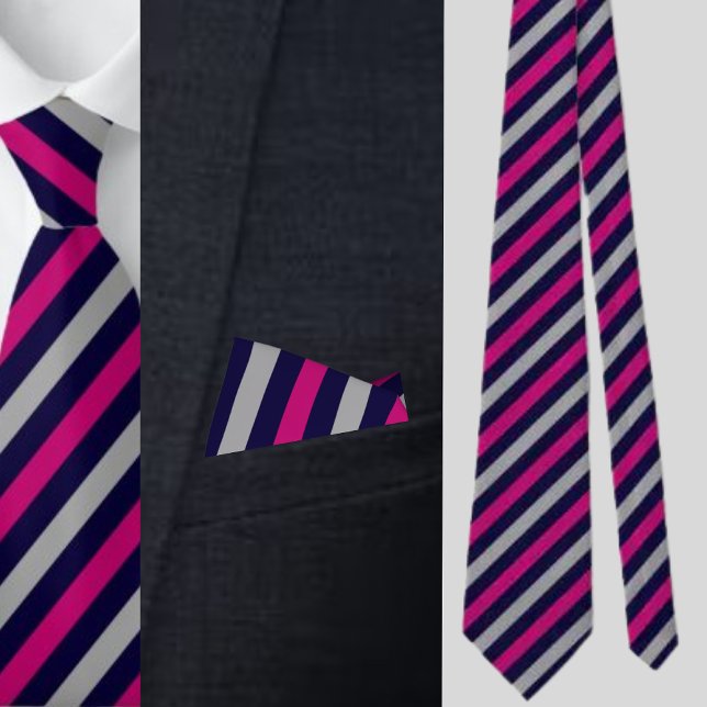 Black Grey Pink Stripes Abstract Pattern     Tie (Creator Uploaded)