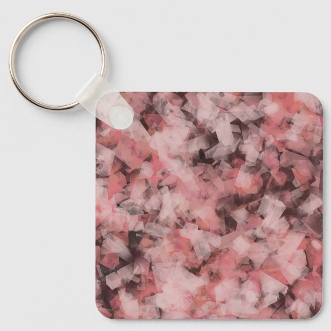 Black Grey Pink White Modern Geometric Abstract Key Ring (Front)