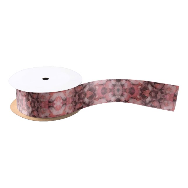 Black Grey Pink White Modern Geometric Abstract Satin Ribbon (Spool)
