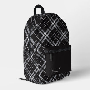 Black & Grey Plaid Backpack