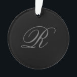 Black Grey Plain Minimalist Add Initial Monogram Ornament<br><div class="desc">Those who see it will say what a simple design and will not be able to take their eyes off this. It is a very elegant, very aesthetic and very simple perfect design. With such simplicity, you will immediately reflect what a fine personality you have and the sensitivity in your...</div>