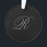 Black Grey Plain Minimalist Add Initial Monogram Ornament<br><div class="desc">Those who see it will say what a simple design and will not be able to take their eyes off this. It is a very elegant, very aesthetic and very simple perfect design. With such simplicity, you will immediately reflect what a fine personality you have and the sensitivity in your...</div>