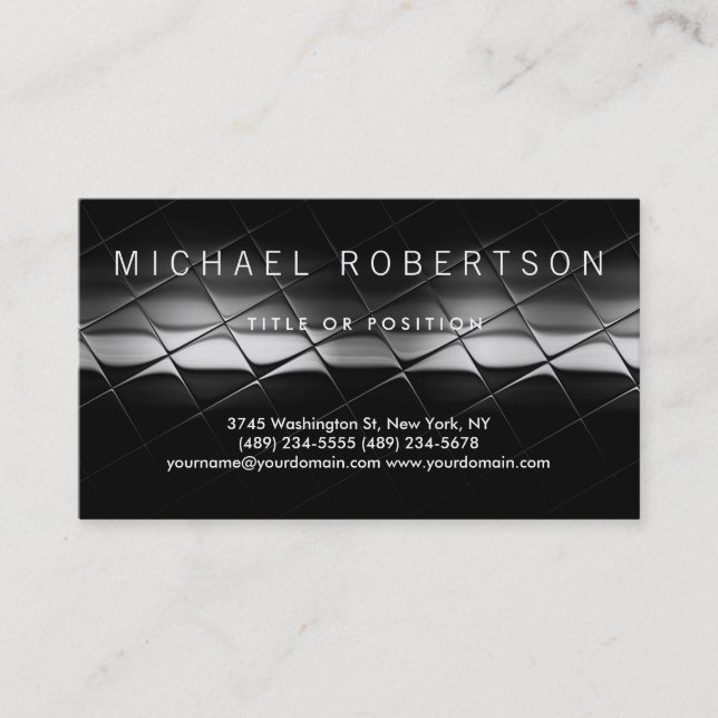 Black Grey Plain Modern Business Card (Front)