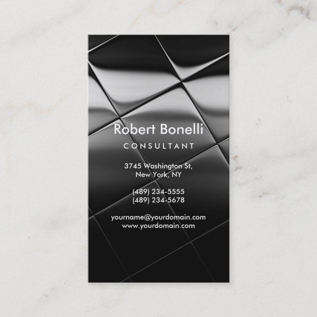 Black Grey Plain Modern Consultant Business Card (Front)