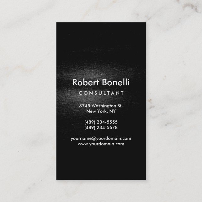 Black Grey Plain Modern Consultant Business Card (Front)