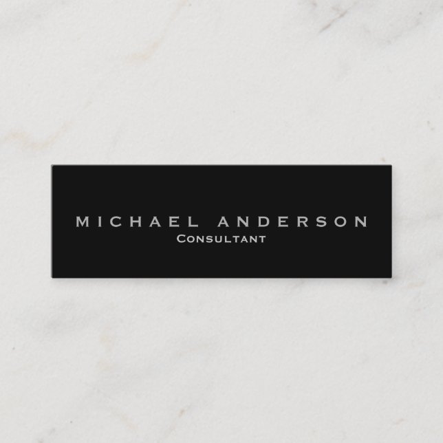 Black Grey Plain Skinny Slim Size Business Card (Front)