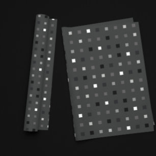 Black Grey Playful Pixel Seamless Pattern Wrapping Paper