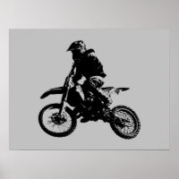 Black Grey Pop Art Motocross Motorcyle Sport